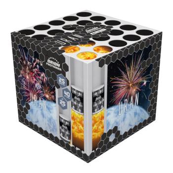 Uran, 25 Schuss, NEM: 307g, Kaliber: 25mm, Brenndauer ca. 32 Sekunden